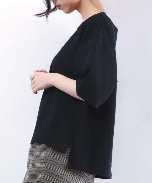 A.N.L(エーエヌエル レーベル)の「A.N.L ポンチ素材 ドロップショルダープルオーバー(Tシャツ/カットソー・レディース・ブルー/ネイビー/ブラック/オフホワイト・38)」の9枚目の写真