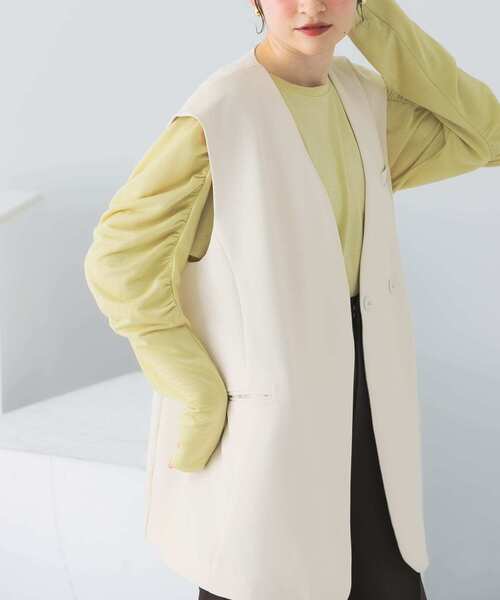 KBF（ケイビーエフ）の「ギャザーボリュームスリーブカットソー（Tシャツ/カットソー・レディース・オフホワイト/イエロー系その他/ブラック・ONE）」の21枚目の写真