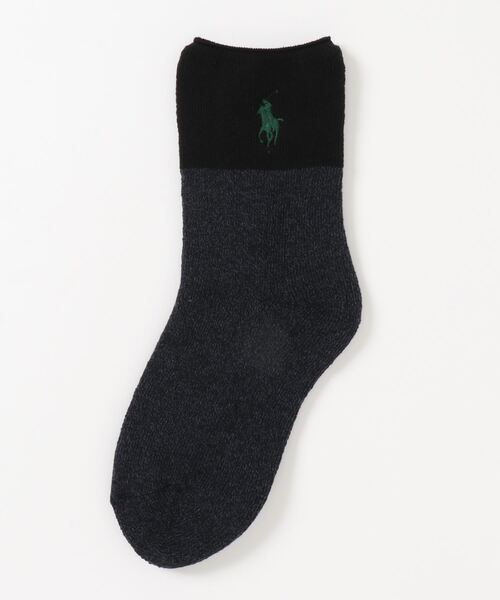 POLO RALPH LAUREN メンズ 日本製 総パイル ワンポイント バイカラー ルームソックス 02012808