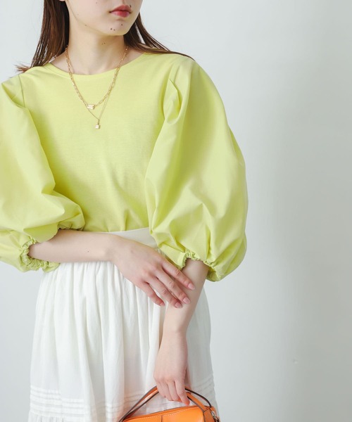 SENSE OF PLACE by URBAN RESEARCH（センスオブプレイスバイアーバンリサーチ）の「ボリュームスリーブドッキングトップ5分（Tシャツ/カットソー・レディース・ブラック/ベージュ/オフホワイト/イエロー/ブルー・ONE）」の5枚目の写真