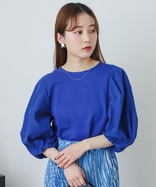 SENSE OF PLACE by URBAN RESEARCH（センスオブプレイスバイアーバンリサーチ）の「ボリュームスリーブドッキングトップ5分（Tシャツ/カットソー・レディース・ブラック/ベージュ/オフホワイト/イエロー/ブルー・ONE）」の4枚目の写真