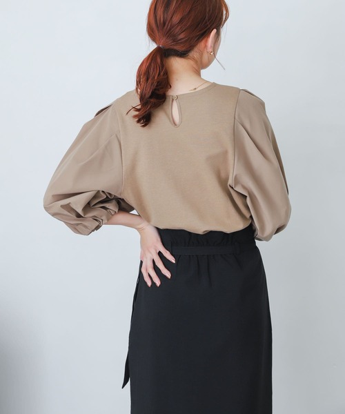 SENSE OF PLACE by URBAN RESEARCH（センスオブプレイスバイアーバンリサーチ）の「ボリュームスリーブドッキングトップ5分（Tシャツ/カットソー・レディース・ブラック/ベージュ/オフホワイト/イエロー/ブルー・ONE）」の8枚目の写真
