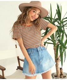 anap mimpi（アナップミンピ）の「前後2WAYマルチボーダーリブトップス（Tシャツ/カットソー）」