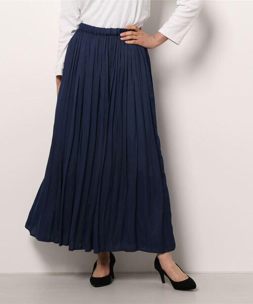 PRIORITY（プライオリティー）の「フレアマキシロングスカート ふんわり柔らか ナチュラルな印象 ネイビー/ブラック/ブラウン/カーキ/ブルー（スカート・レディース・ブラック/ネイビー/ブラウン/カーキ/ブルー・38）」の4枚目の写真