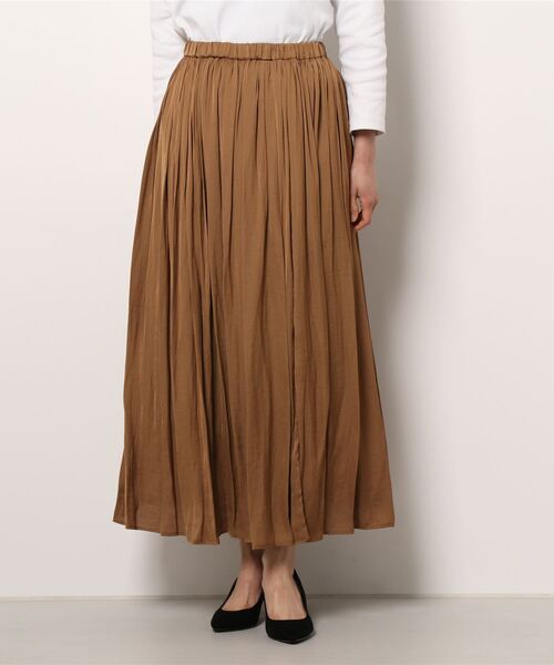 PRIORITY（プライオリティー）の「フレアマキシロングスカート ふんわり柔らか ナチュラルな印象 ネイビー/ブラック/ブラウン/カーキ/ブルー（スカート・レディース・ブラック/ネイビー/ブラウン/カーキ/ブルー・38）」の2枚目の写真