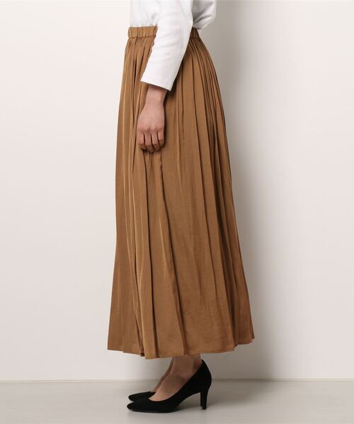 PRIORITY（プライオリティー）の「フレアマキシロングスカート ふんわり柔らか ナチュラルな印象 ネイビー/ブラック/ブラウン/カーキ/ブルー（スカート・レディース・ブラック/ネイビー/ブラウン/カーキ/ブルー・38）」の6枚目の写真