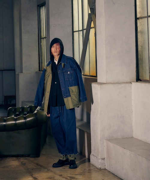 Wizzard(ウィザード)の「Wizzard ウィザード / WASHED DOCKING DENIM ARMY JACKET セットアップウォッシュドドッキングデニムアーミージャケット / WBA22-W04(ミリタリージャケット・メンズ・ホワイト×ブラック/ブラック/グリーン系その他・1/2/3)」の17枚目の写真