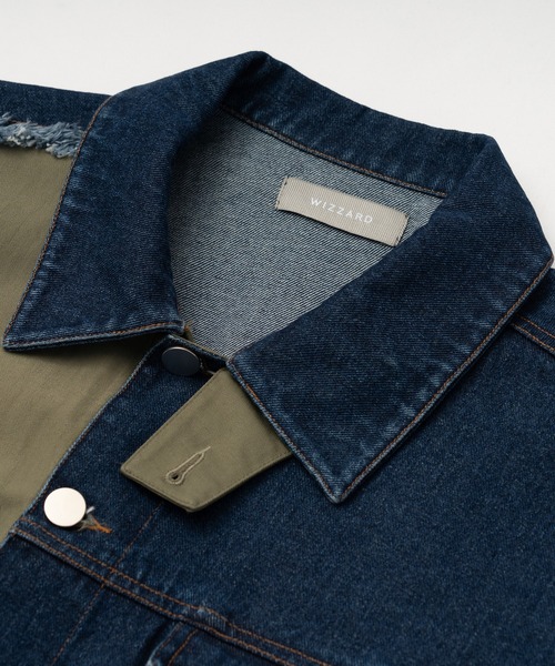 Wizzard(ウィザード)の「Wizzard ウィザード / WASHED DOCKING DENIM ARMY JACKET セットアップウォッシュドドッキングデニムアーミージャケット / WBA22-W04(ミリタリージャケット・メンズ・ホワイト×ブラック/ブラック/グリーン系その他・1/2/3)」の7枚目の写真