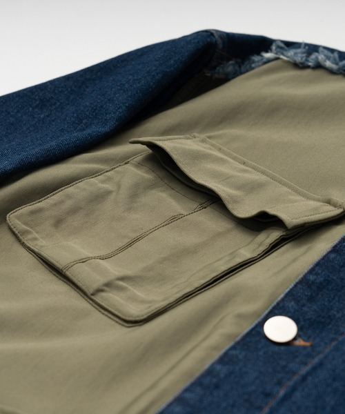 Wizzard(ウィザード)の「Wizzard ウィザード / WASHED DOCKING DENIM ARMY JACKET セットアップウォッシュドドッキングデニムアーミージャケット / WBA22-W04(ミリタリージャケット・メンズ・ホワイト×ブラック/ブラック/グリーン系その他・1/2/3)」の11枚目の写真