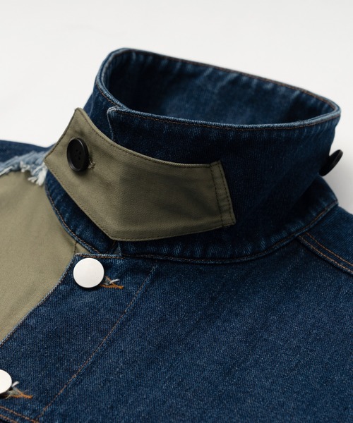 Wizzard(ウィザード)の「Wizzard ウィザード / WASHED DOCKING DENIM ARMY JACKET セットアップウォッシュドドッキングデニムアーミージャケット / WBA22-W04(ミリタリージャケット・メンズ・ホワイト×ブラック/ブラック/グリーン系その他・1/2/3)」の12枚目の写真