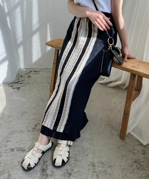 CAPRICIEUX LE'MAGE（カプリシューレマージュ）の「【AgAwd/アガウド】ジャガードスカート（スカート・レディース・ブラック・FREE）」の4枚目の写真