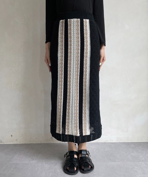 CAPRICIEUX LE'MAGE（カプリシューレマージュ）の「【AgAwd/アガウド】ジャガードスカート（スカート・レディース・ブラック・FREE）」の3枚目の写真