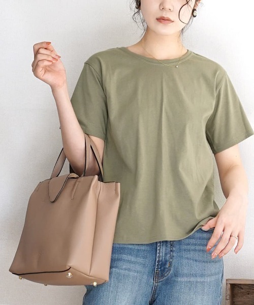 zootie（ズーティー）の「【汗が染みない！シンプルTシャツ】 汗しみない Tシャツ［スタンダード］ 汗染み防止 汗ジミ防止（Tシャツ/カットソー・レディース・ラベンダー/オレンジ系その他2/オフホワイト/グレイッシュブルー/ネイビー/グレイッシュベージュ/ブラック/モカ/ライトカーキ/ライトブルー/杢グレー/ダークグリーン/パープル系その他/ダークブラウン/アイボリー/ブルー系その他2/レッド系その他/ミント/イエロー系その他・L/LL/3L/M）」の10枚目の写真