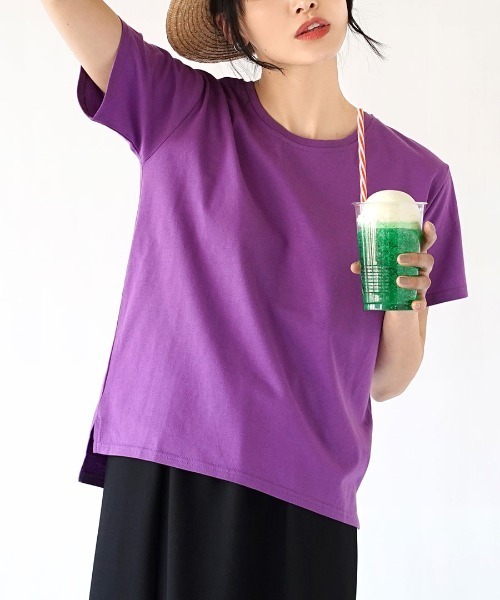 zootie（ズーティー）の「【汗が染みない！シンプルTシャツ】 汗しみない Tシャツ［スタンダード］ 汗染み防止 汗ジミ防止（Tシャツ/カットソー・レディース・ラベンダー/オレンジ系その他2/オフホワイト/グレイッシュブルー/ネイビー/グレイッシュベージュ/ブラック/モカ/ライトカーキ/ライトブルー/杢グレー/ダークグリーン/パープル系その他/ダークブラウン/アイボリー/ブルー系その他2/レッド系その他/ミント/イエロー系その他・L/LL/3L/M）」の16枚目の写真