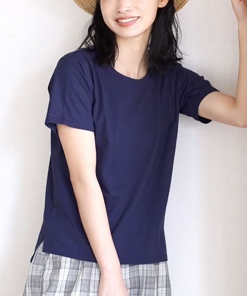 zootie（ズーティー）の「【汗が染みない！シンプルTシャツ】 汗しみない Tシャツ［スタンダード］ 汗染み防止 汗ジミ防止（Tシャツ/カットソー・レディース・ラベンダー/オレンジ系その他2/オフホワイト/グレイッシュブルー/ネイビー/グレイッシュベージュ/ブラック/モカ/ライトカーキ/ライトブルー/杢グレー/ダークグリーン/パープル系その他/ダークブラウン/アイボリー/ブルー系その他2/レッド系その他/ミント/イエロー系その他・L/LL/3L/M）」の12枚目の写真
