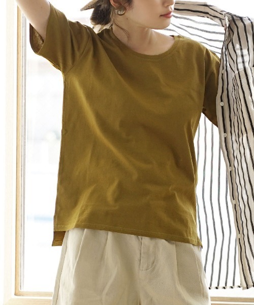 zootie（ズーティー）の「【汗が染みない！シンプルTシャツ】 汗しみない Tシャツ［スタンダード］ 汗染み防止 汗ジミ防止（Tシャツ/カットソー・レディース・ラベンダー/オレンジ系その他2/オフホワイト/グレイッシュブルー/ネイビー/グレイッシュベージュ/ブラック/モカ/ライトカーキ/ライトブルー/杢グレー/ダークグリーン/パープル系その他/ダークブラウン/アイボリー/ブルー系その他2/レッド系その他/ミント/イエロー系その他・L/LL/3L/M）」の17枚目の写真