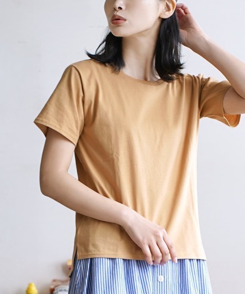 zootie（ズーティー）の「【汗が染みない！シンプルTシャツ】 汗しみない Tシャツ［スタンダード］ 汗染み防止 汗ジミ防止（Tシャツ/カットソー・レディース・ラベンダー/オレンジ系その他2/オフホワイト/グレイッシュブルー/ネイビー/グレイッシュベージュ/ブラック/モカ/ライトカーキ/ライトブルー/杢グレー/ダークグリーン/パープル系その他/ダークブラウン/アイボリー/ブルー系その他2/レッド系その他/ミント/イエロー系その他・L/LL/3L/M）」の19枚目の写真