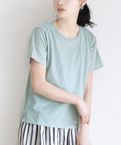zootie（ズーティー）の「【汗が染みない！シンプルTシャツ】 汗しみない Tシャツ［スタンダード］ 汗染み防止 汗ジミ防止（Tシャツ/カットソー・レディース・ラベンダー/オレンジ系その他2/オフホワイト/グレイッシュブルー/ネイビー/グレイッシュベージュ/ブラック/モカ/ライトカーキ/ライトブルー/杢グレー/ダークグリーン/パープル系その他/ダークブラウン/アイボリー/ブルー系その他2/レッド系その他/ミント/イエロー系その他・L/LL/3L/M）」の11枚目の写真