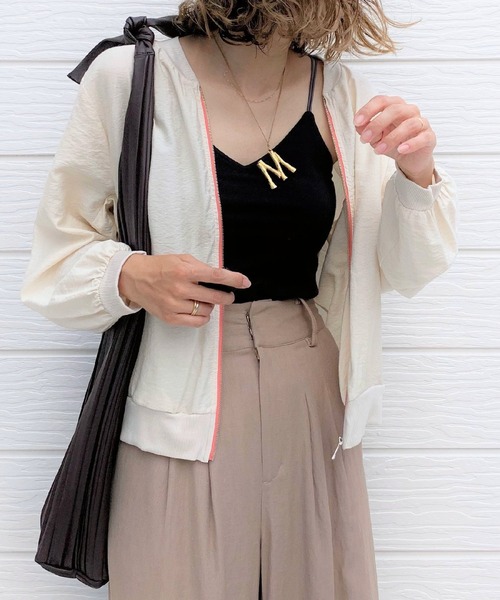 Q（キュー）の「シャインリブブルゾン（ブルゾン・レディース・ブラック/ベージュ/ブラック系その他/キャメル・MEDIUM）」の4枚目の写真