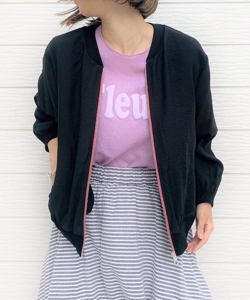 Q（キュー）の「シャインリブブルゾン（ブルゾン・レディース・ブラック/ベージュ/ブラック系その他/キャメル・MEDIUM）」の2枚目の写真