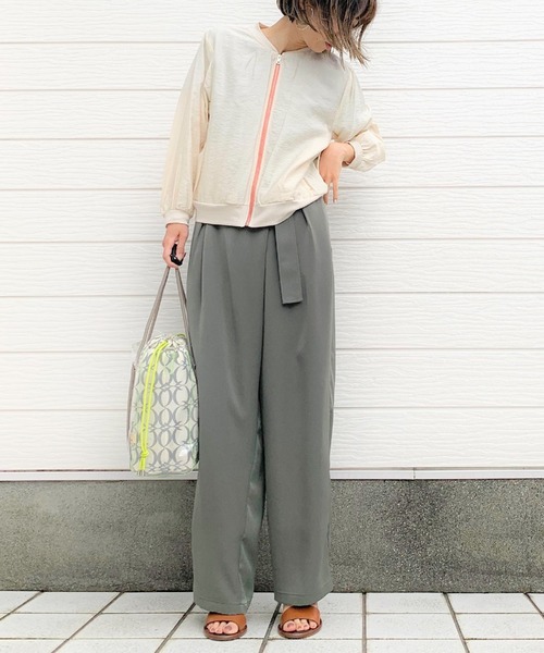 Q（キュー）の「シャインリブブルゾン（ブルゾン・レディース・ブラック/ベージュ/ブラック系その他/キャメル・MEDIUM）」の6枚目の写真