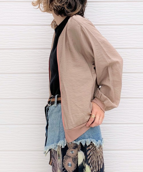 Q（キュー）の「シャインリブブルゾン（ブルゾン・レディース・ブラック/ベージュ/ブラック系その他/キャメル・MEDIUM）」の18枚目の写真