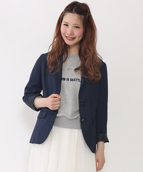 one after another NICE CLAUP（ワンアフターアナザーナイスクラップ）の「【non-no4月号掲載 ナイスクラップ】テーラードジャケット（テーラードジャケット・レディース・ベージュ/ネイビー/グレー・MEDIUM/LARGE）」の21枚目の写真