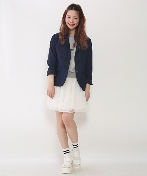 one after another NICE CLAUP（ワンアフターアナザーナイスクラップ）の「【non-no4月号掲載 ナイスクラップ】テーラードジャケット（テーラードジャケット・レディース・ベージュ/ネイビー/グレー・MEDIUM/LARGE）」の22枚目の写真