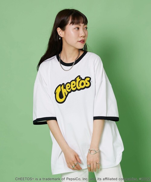 FREAK'S STORE（フリークスストア）の「WEB限定 CHEETOS/チートス 別注 ビッグシルエット サガラ刺繍 リンガーTシャツ（Tシャツ/カットソー・メンズ・ホワイト×グリーン/ブラック×ホワイト/ホワイト×ブラック・LARGE/MEDIUM/SMALL）」の8枚目の写真