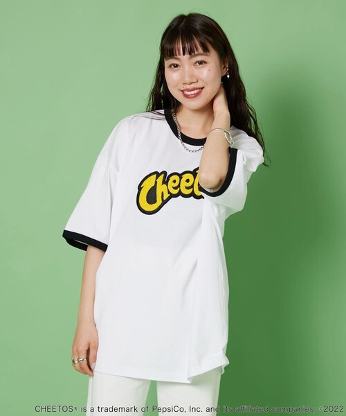 FREAK'S STORE（フリークスストア）の「WEB限定 CHEETOS/チートス 別注 ビッグシルエット サガラ刺繍 リンガーTシャツ（Tシャツ/カットソー・メンズ・ホワイト×グリーン/ブラック×ホワイト/ホワイト×ブラック・LARGE/MEDIUM/SMALL）」の9枚目の写真