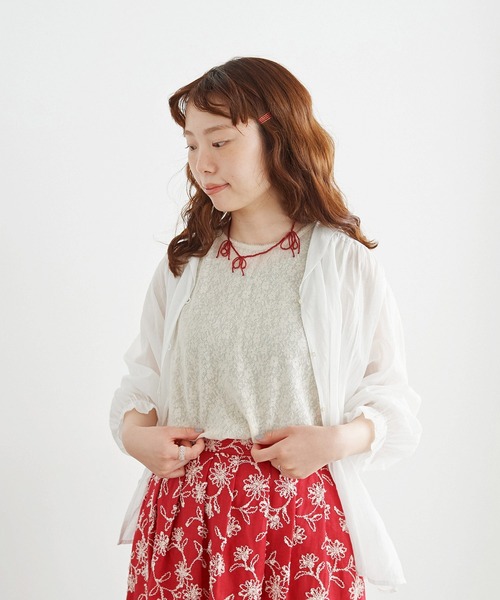 chambre de charme（シャンブルドゥシャーム）の「cdc ビーズ リボンむすび ネックレス（ネックレス・レディース・レッド/クリア・FREE）」の4枚目の写真