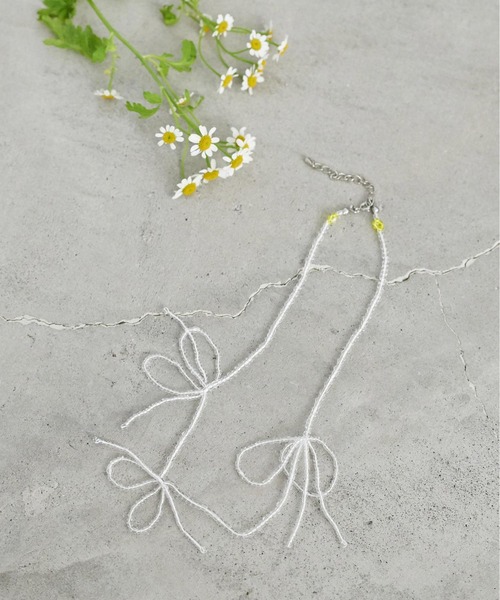 chambre de charme（シャンブルドゥシャーム）の「cdc ビーズ リボンむすび ネックレス（ネックレス・レディース・レッド/クリア・FREE）」の12枚目の写真