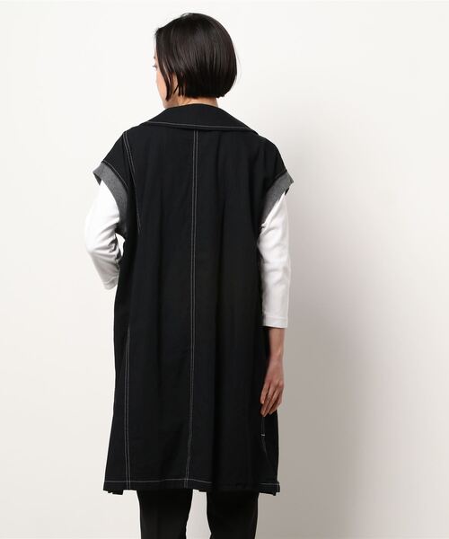 gomme（ゴム）の「6ozデニム　ノースリーブジャケット（その他アウター・レディース・インディゴブルー/ブラック・MEDIUM）」の21枚目の写真