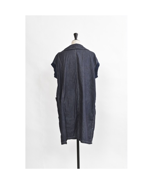gomme（ゴム）の「6ozデニム　ノースリーブジャケット（その他アウター・レディース・インディゴブルー/ブラック・MEDIUM）」の10枚目の写真