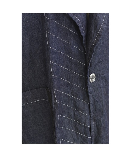 gomme（ゴム）の「6ozデニム　ノースリーブジャケット（その他アウター・レディース・インディゴブルー/ブラック・MEDIUM）」の13枚目の写真