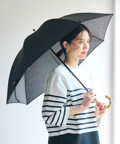 green label relaxing（グリーンレーベルリラクシング）の「バンブーハンドル 無地 日傘（長傘・レディース・ブラック/その他1/ベージュ・FREE）」の2枚目の写真