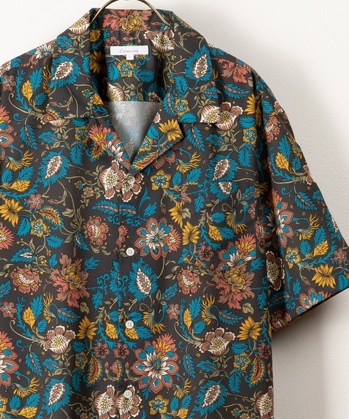 SlashDate(スラッシュデイト)の「ヴィンテージ総柄オープンカラーシャツ/開襟シャツ/とろみシャツ/アロハシャツ(シャツ/ブラウス・メンズ・チャコールグレー/ブラック/グレー/カーキ/ブルー/ワイン/ブラック系その他/ネイビー・M/L)」の4枚目の写真
