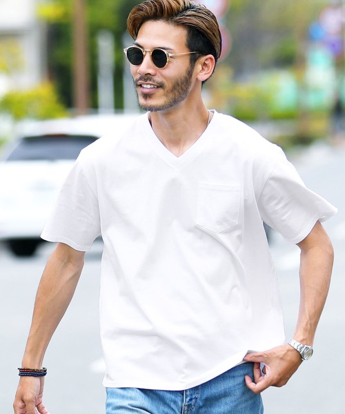 roshell(ロシェル)の「Vネック オーガビッツコットンポケTEE(Tシャツ/カットソー・メンズ・ホワイト系その他/グレー系その他/ブルー系その他/グリーン系その他2/ブルー系その他2/ブラック系その他/グリーン系その他/グレー系その他2・X-LARGE/MEDIUM/SMALL/LARGE)」の1枚目の写真