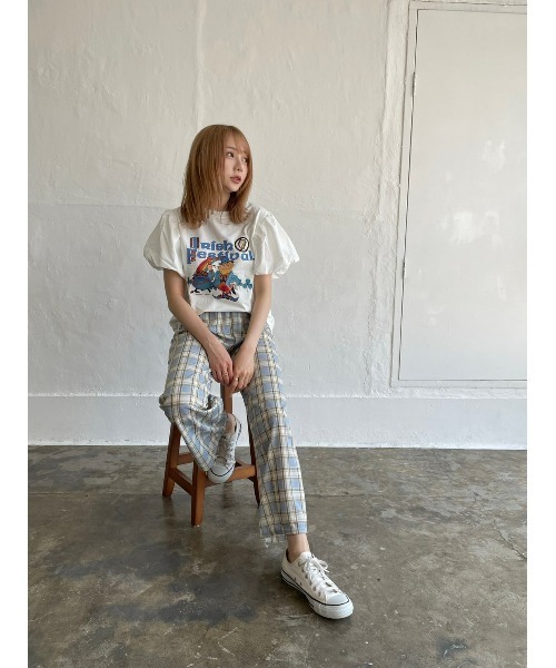 DAIS-Y（デイジー）の「チェック柄カラーワイドパンツ（その他パンツ・レディース・グリーン/ブルーグレー・FREE）」の3枚目の写真