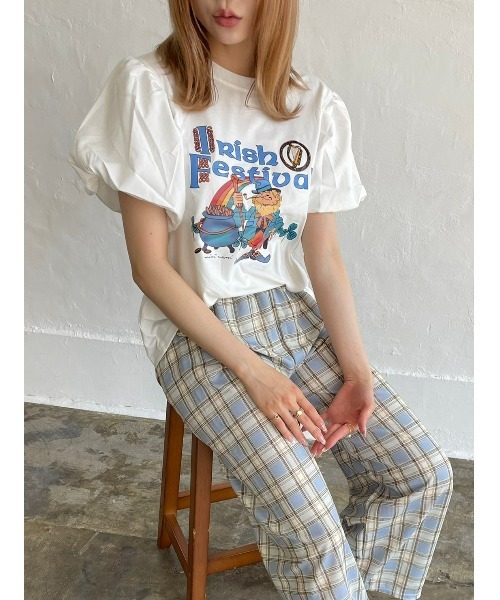 DAIS-Y（デイジー）の「チェック柄カラーワイドパンツ（その他パンツ・レディース・グリーン/ブルーグレー・FREE）」の5枚目の写真