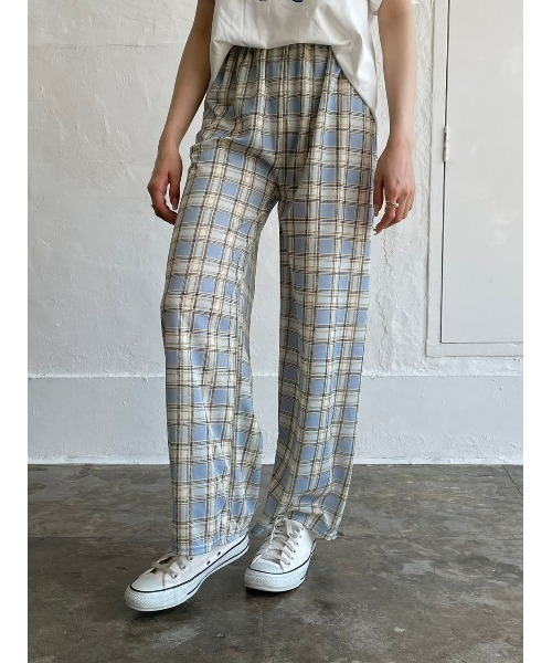 DAIS-Y（デイジー）の「チェック柄カラーワイドパンツ（その他パンツ・レディース・グリーン/ブルーグレー・FREE）」の6枚目の写真
