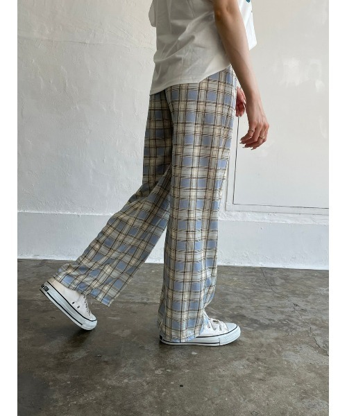 DAIS-Y（デイジー）の「チェック柄カラーワイドパンツ（その他パンツ・レディース・グリーン/ブルーグレー・FREE）」の7枚目の写真