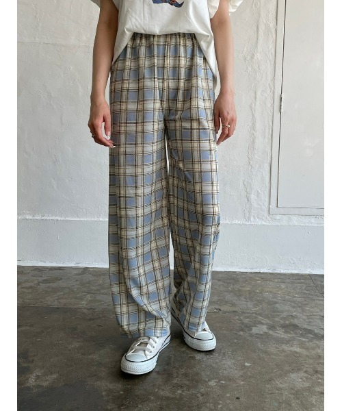 DAIS-Y（デイジー）の「チェック柄カラーワイドパンツ（その他パンツ・レディース・グリーン/ブルーグレー・FREE）」の8枚目の写真
