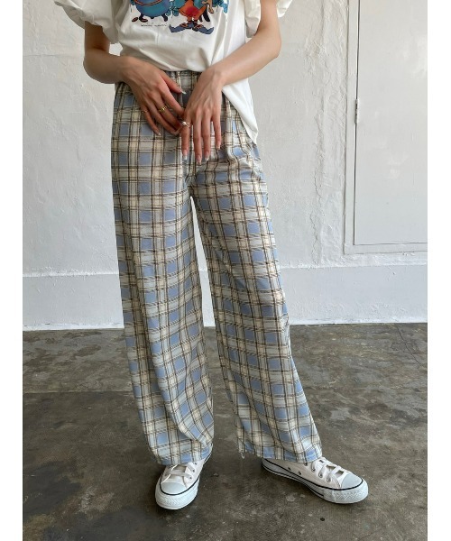 DAIS-Y（デイジー）の「チェック柄カラーワイドパンツ（その他パンツ・レディース・グリーン/ブルーグレー・FREE）」の11枚目の写真