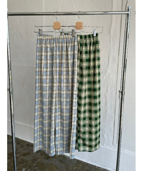 DAIS-Y（デイジー）の「チェック柄カラーワイドパンツ（その他パンツ・レディース・グリーン/ブルーグレー・FREE）」の13枚目の写真