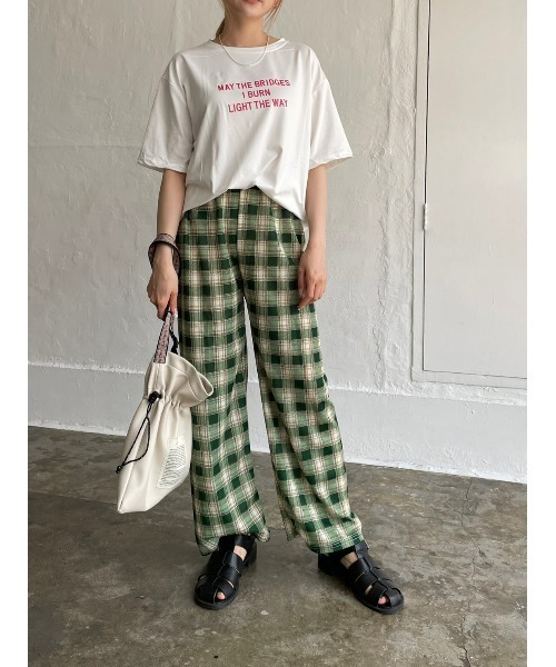 DAIS-Y（デイジー）の「チェック柄カラーワイドパンツ（その他パンツ・レディース・グリーン/ブルーグレー・FREE）」の15枚目の写真