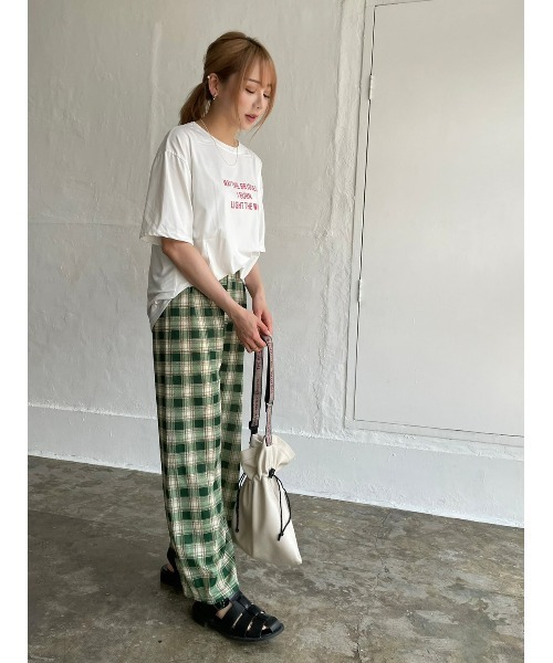 DAIS-Y（デイジー）の「チェック柄カラーワイドパンツ（その他パンツ・レディース・グリーン/ブルーグレー・FREE）」の17枚目の写真