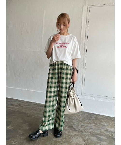 DAIS-Y（デイジー）の「チェック柄カラーワイドパンツ（その他パンツ・レディース・グリーン/ブルーグレー・FREE）」の20枚目の写真