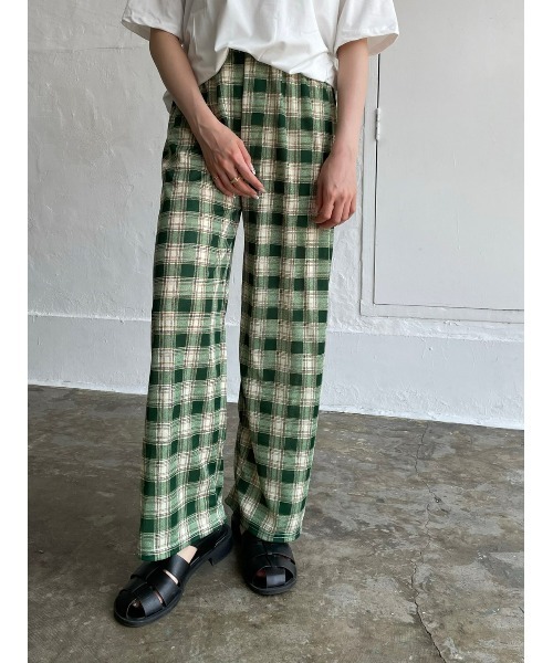 DAIS-Y（デイジー）の「チェック柄カラーワイドパンツ（その他パンツ・レディース・グリーン/ブルーグレー・FREE）」の22枚目の写真