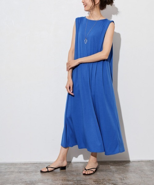 Pierrot（ピエロ）の「タックスリーブロングワンピース（ワンピース・レディース・ピンク/ブルー/グレイッシュベージュ/ブラック/ネイビー/グリーン/モカ/イエロー/ミント/レッド・L/M/PM/PS/PL）」の7枚目の写真